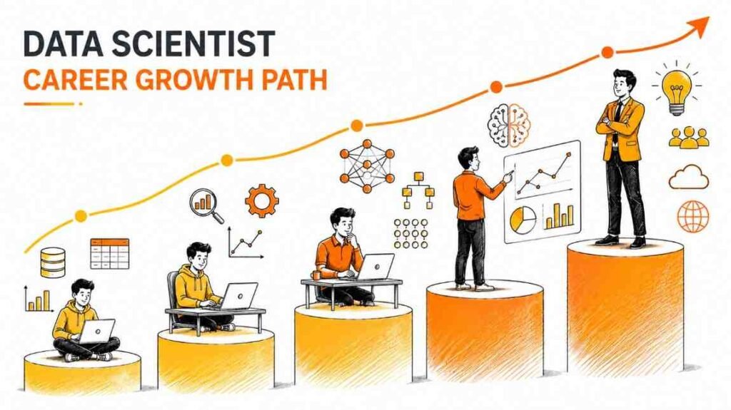 Successful data scientist working with AI technologies and business insights