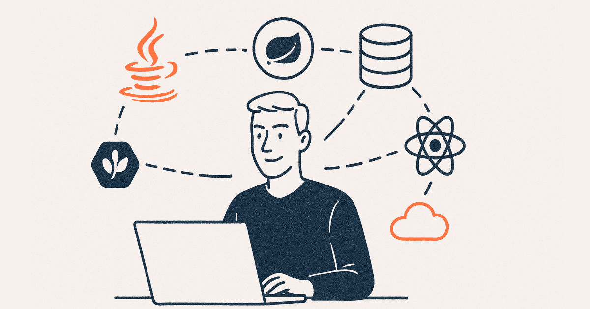Java full stack developer preparing for interview sketch