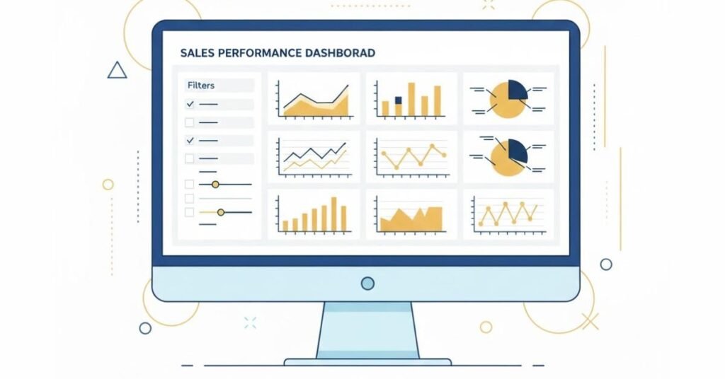 Flat Power BI dashboard vector