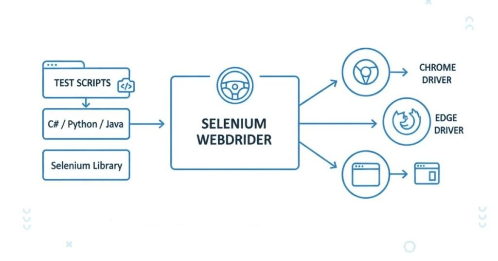 Flat Selenium workflow visual.