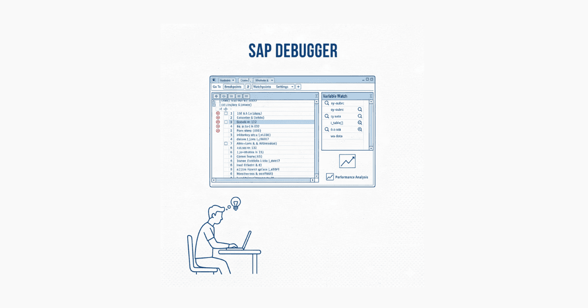SAP Debugger and performance tuning visual in flat minimal style.
