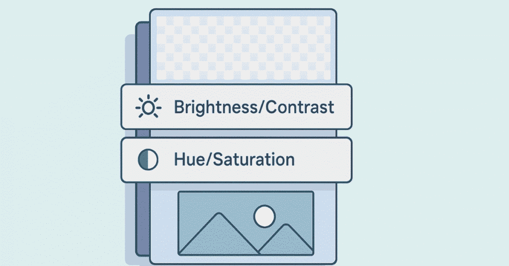 Infographic showing adjustment layers stacked above image for non-destructive editing
