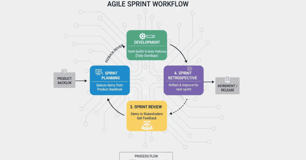 Flat vector showing microservice containers connected to Azure cloud.