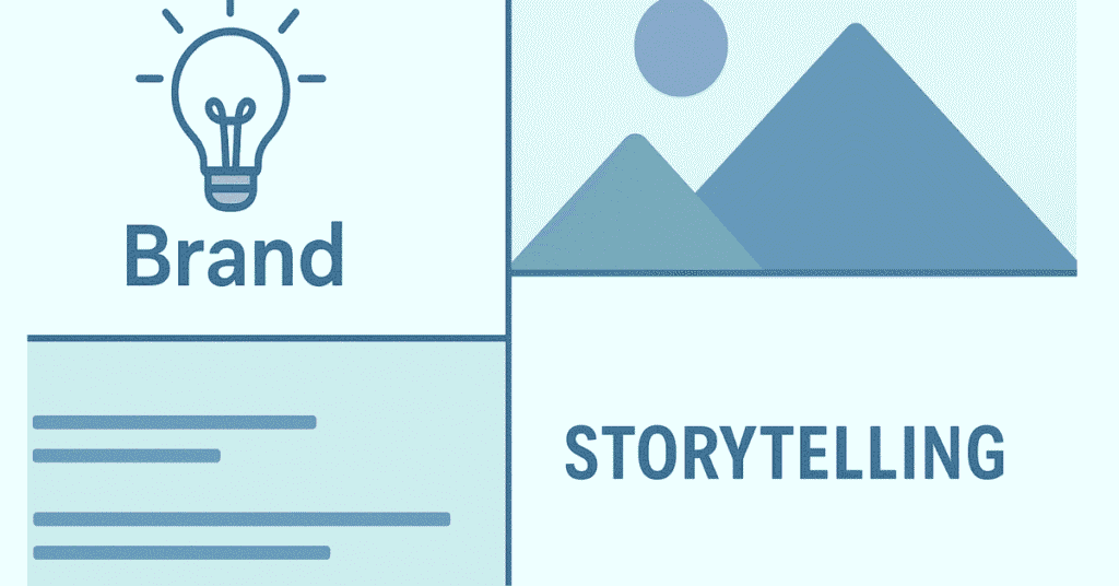Flat design showing sequence of images telling a brand story visually