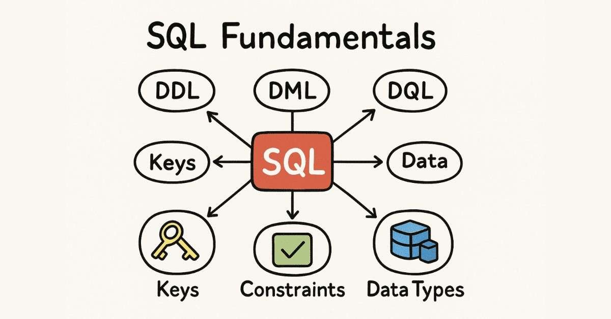 sql basic commands like dml,dql,ddl,data types etc