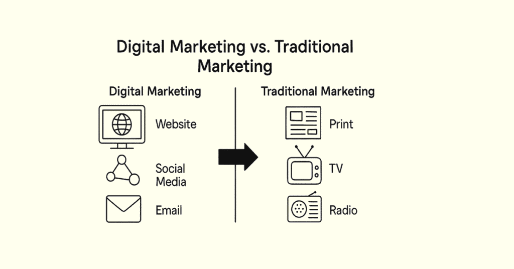 Comparison between digital and traditional marketing methods