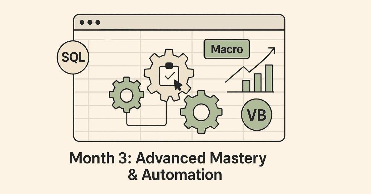Month 3 in excel learning on advanced mastery and automation