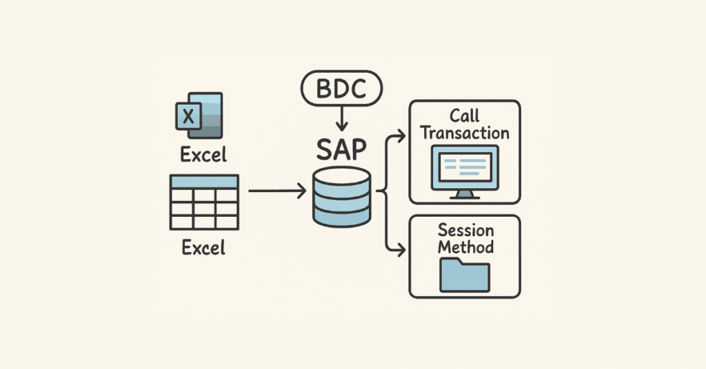 SAP BDC data upload process illustration