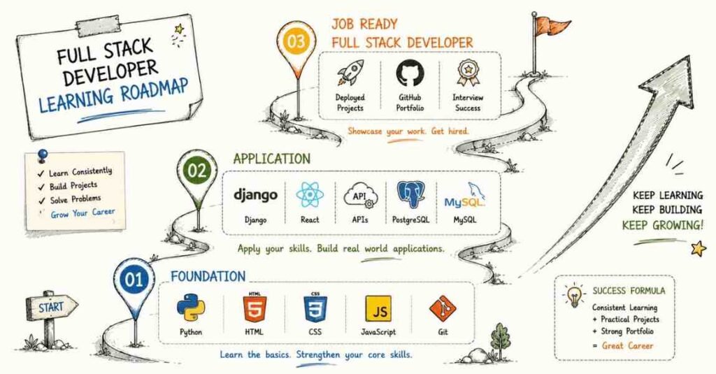 "Python full stack developer roadmap from programming fundamentals to job ready professional in 2026"