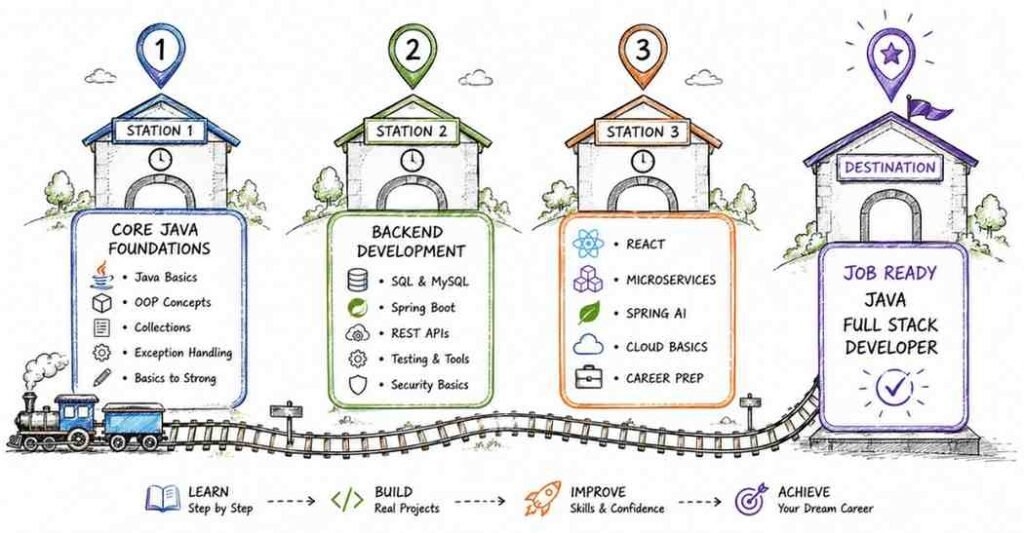 90 day Java Full Stack learning roadmap from beginner to job ready developer