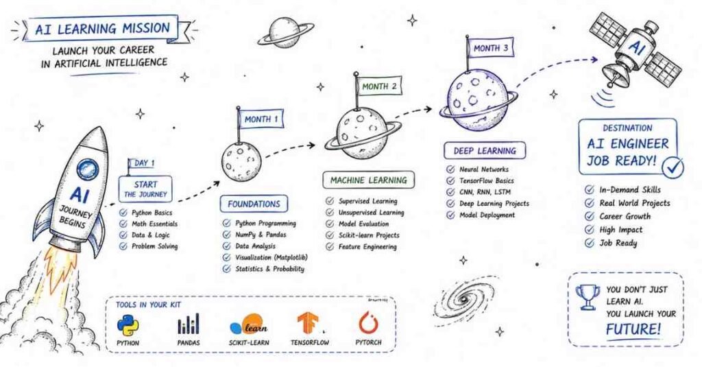 90 day machine learning and deep learning roadmap from beginner to AI engineer