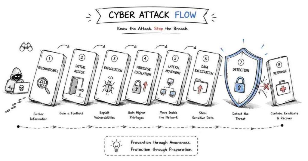 Cyber attack lifecycle and incident response process