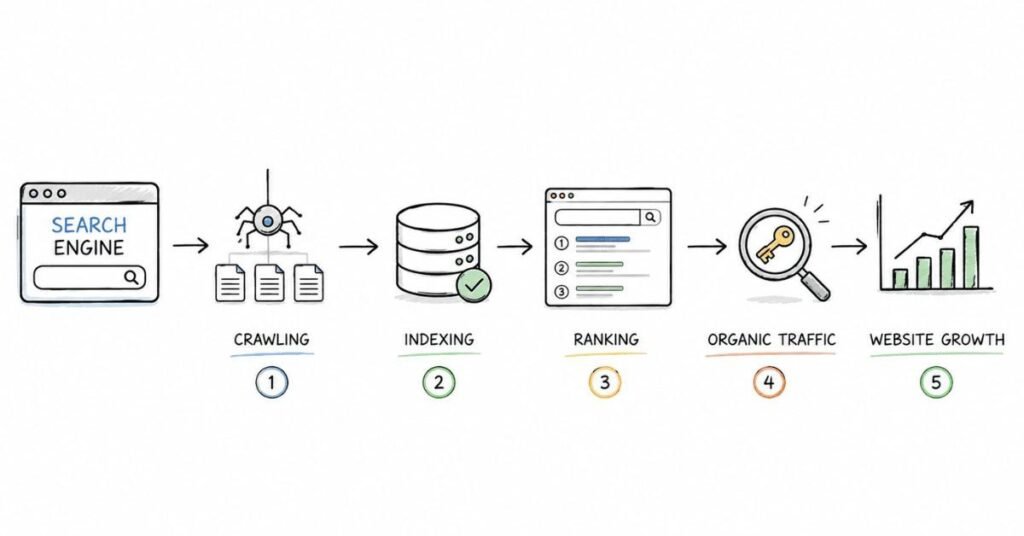 SEO search engine optimization workflow infographic