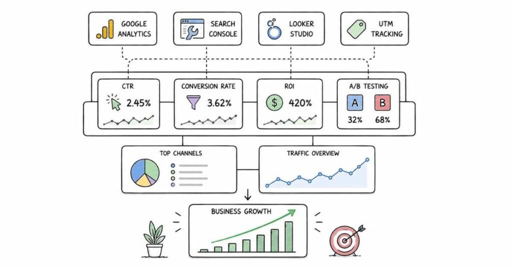 Digital marketing analytics and campaign optimization dashboard