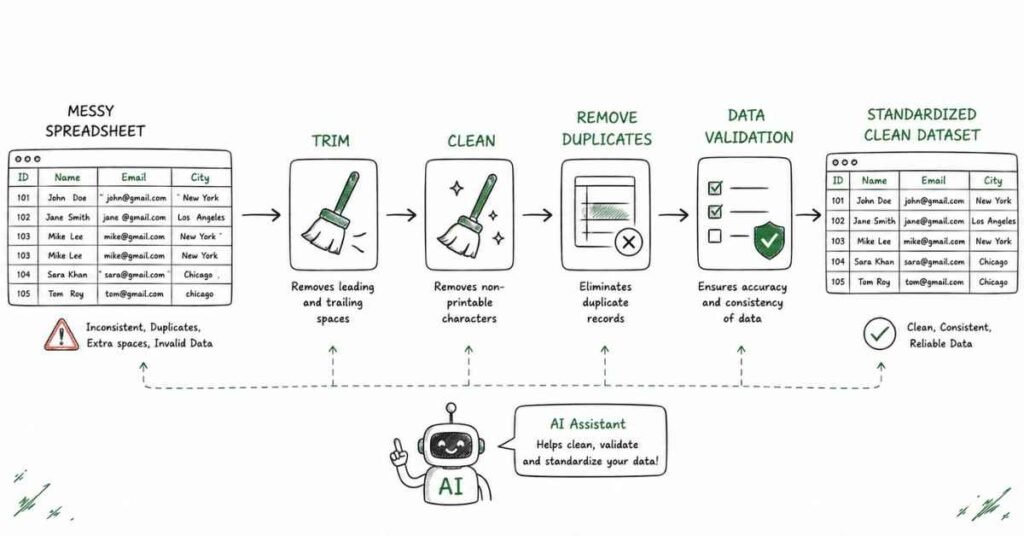 Excel data cleaning and validation workflow