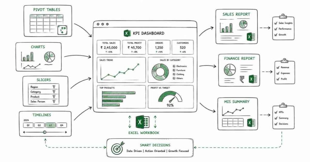 Excel dashboard and MIS reporting infographic