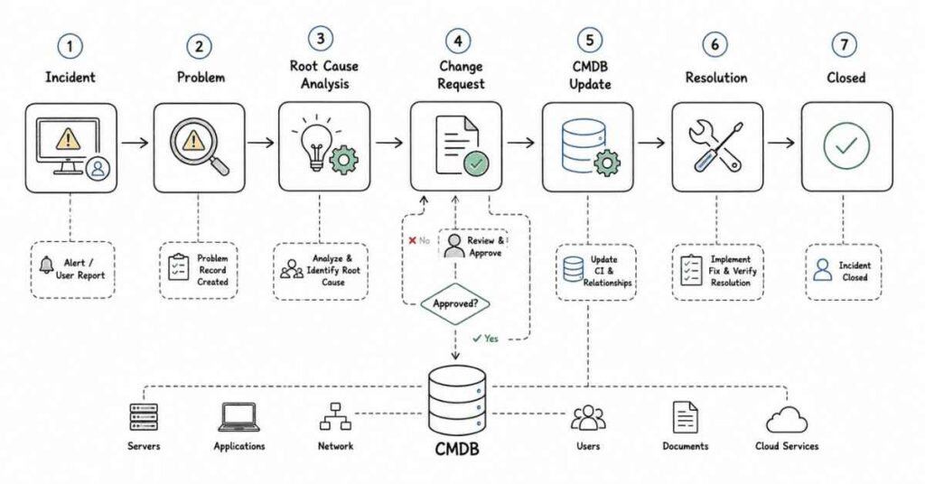 ServiceNow ITSM lifecycle diagram