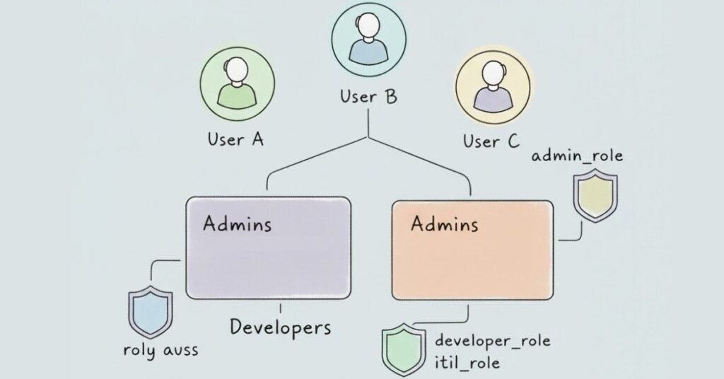 User, group, role management in ServiceNow.