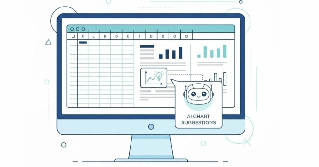 Flat vector of Excel sheet and AI chat bubble