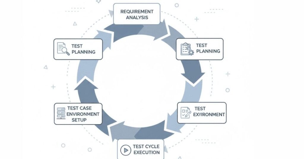 Flat diagram showing STLC workflow.