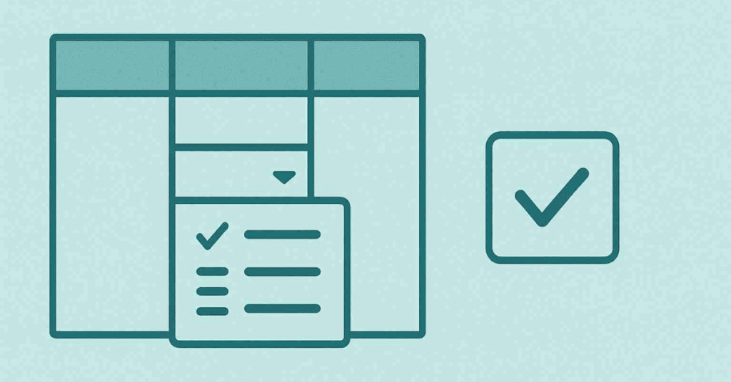 Flat diagram showing Excel data validation dropdown and input restriction.