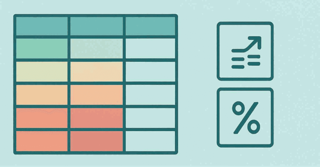 Excel cells with color-coded highlights showing conditional formatting rules.