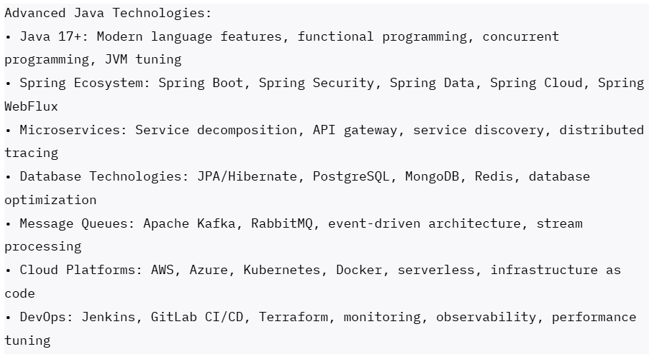 advanced java developer job research strategy