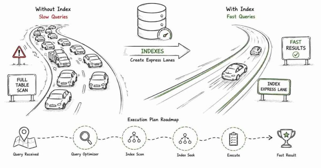 SQL query optimization and indexing concepts