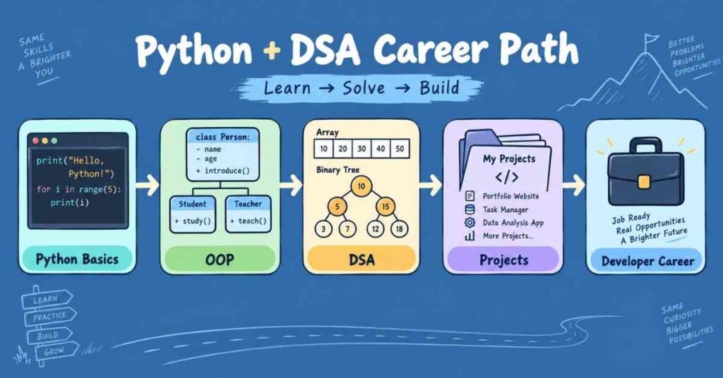 Python Developer with DSA career path from fundamentals to projects and job preparation. | FLM | FrontlinesEduTech |
