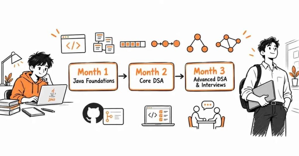 90-day Java DSA Course in Telugu roadmap | frontlines edutech | flm