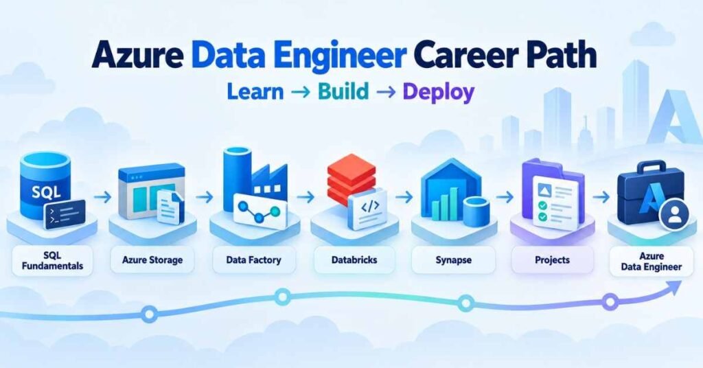 Azure Data Engineer career path from SQL fundamentals to Azure pipelines and projects. | FLM | FrontlinesEduTech |