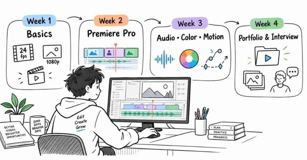 30-day video editing interview preparation plan for beginners | flm | frontlines edutech