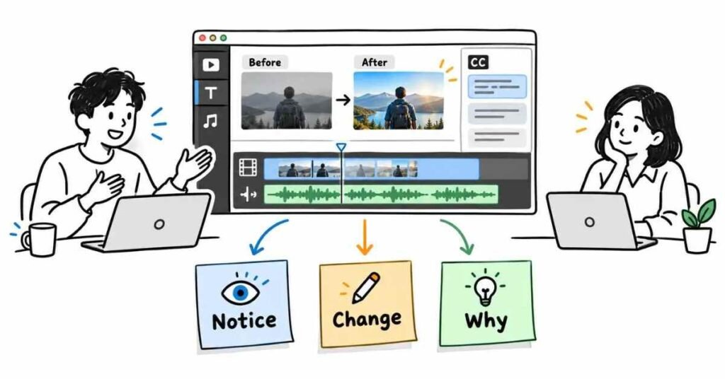 Video editing mock interview and self-review practice
