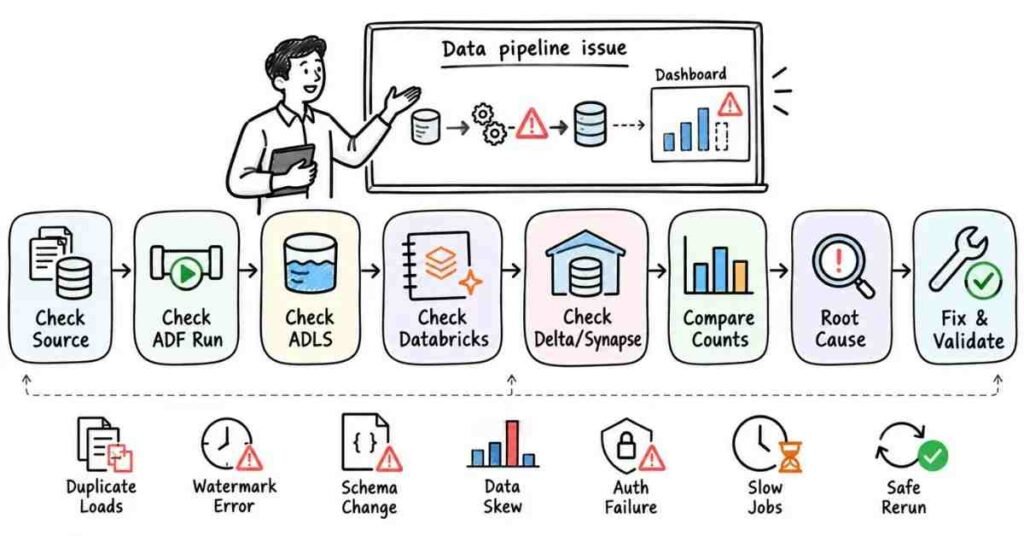 Azure Data Engineering pipeline troubleshooting and scenario interview questions | flm | frontlines edutech