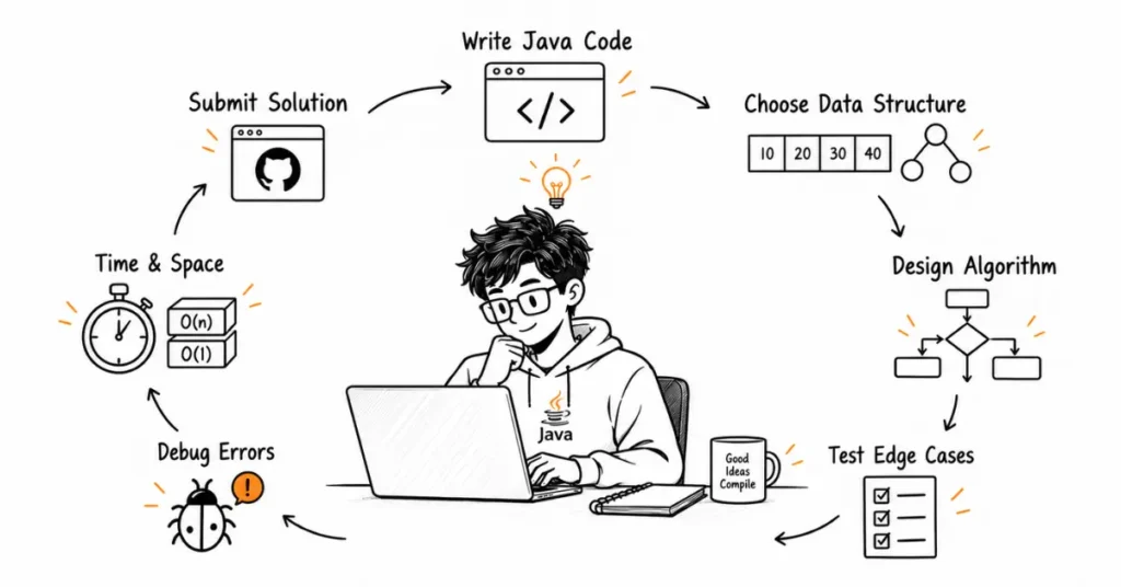 DSA developer responsibilities including coding, debugging and complexity analysis