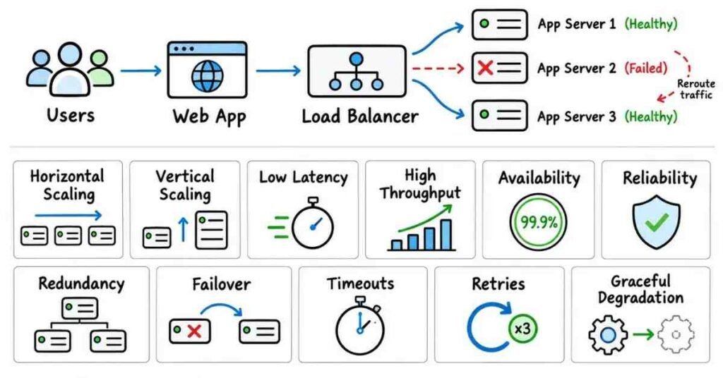 System design scalability latency availability and reliability concepts | flm | frontlines edutech