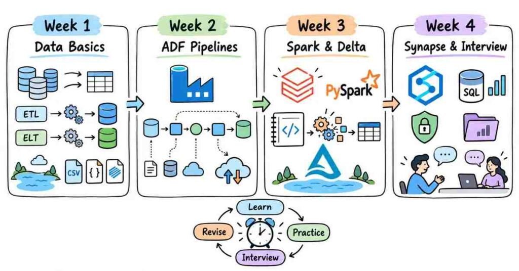 30-day Azure Data Engineering interview preparation study plan | flm | frontlines edutech