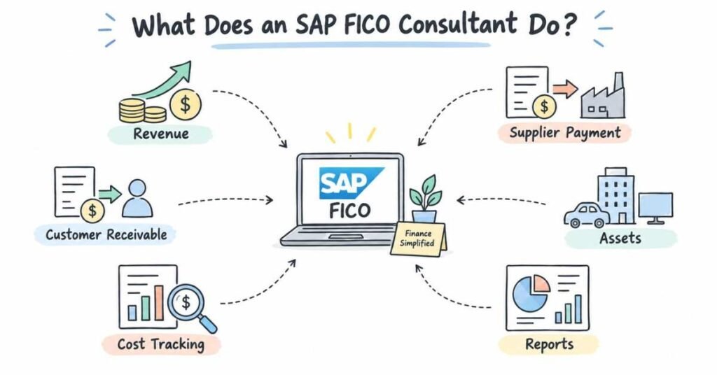 SAP FICO Consultant responsibilities covering payments, assets, costs and financial reporting. | FLM | FrontlinesEduTech |