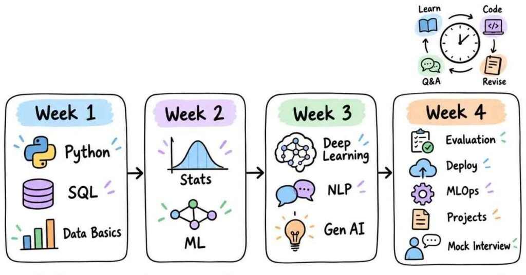 30-day Data Science with AI interview preparation study plan