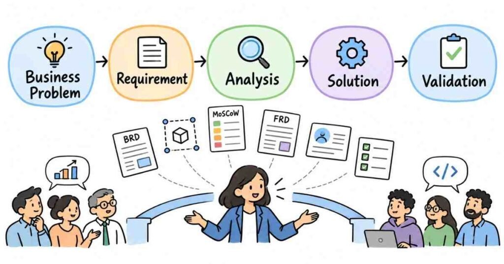 Business analysis requirement gathering BRD FRD and stakeholder process | flm | frontlines edutech