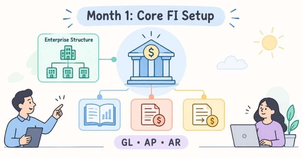 SAP FICO core financial setup with enterprise structure, GL, AP, and AR. | FLM | FrontLinesEduTech |