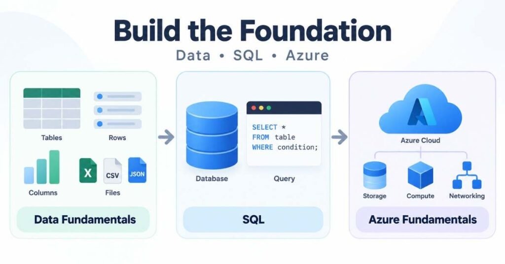 Azure Data Engineer foundations covering data concepts, SQL and Azure cloud basics. | FLM | FrontlinesEduTech |