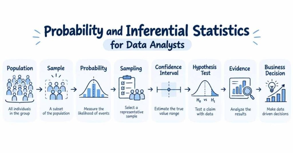 Probability and inferential statistics workflow from sampling and confidence intervals to business decisions