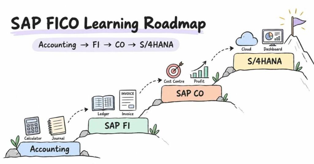 SAP FICO Consultant learning roadmap from accounting to SAP FI, CO and S/4HANA. | FLM | FrontlinesEduTech |