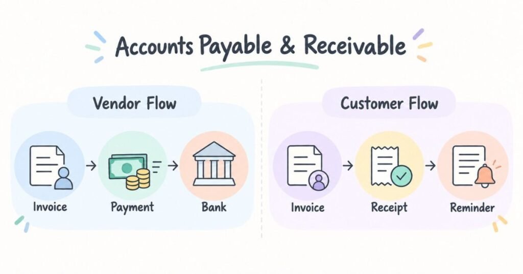 Vendor payment and customer invoice workflow comparison. | FLM | FrontLinesEduTech |