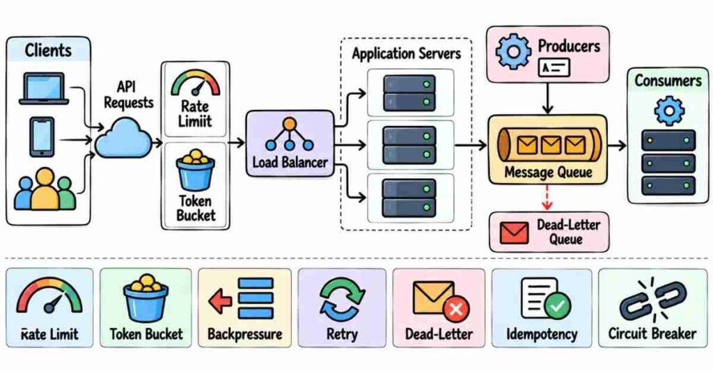 System design load balancing queues messaging and rate limiting | flm | frontlines edutech