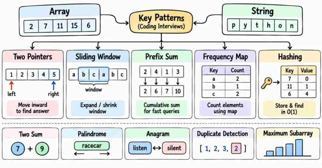 Python arrays strings hashing and sliding window interview patterns | flm | frontlines edutech