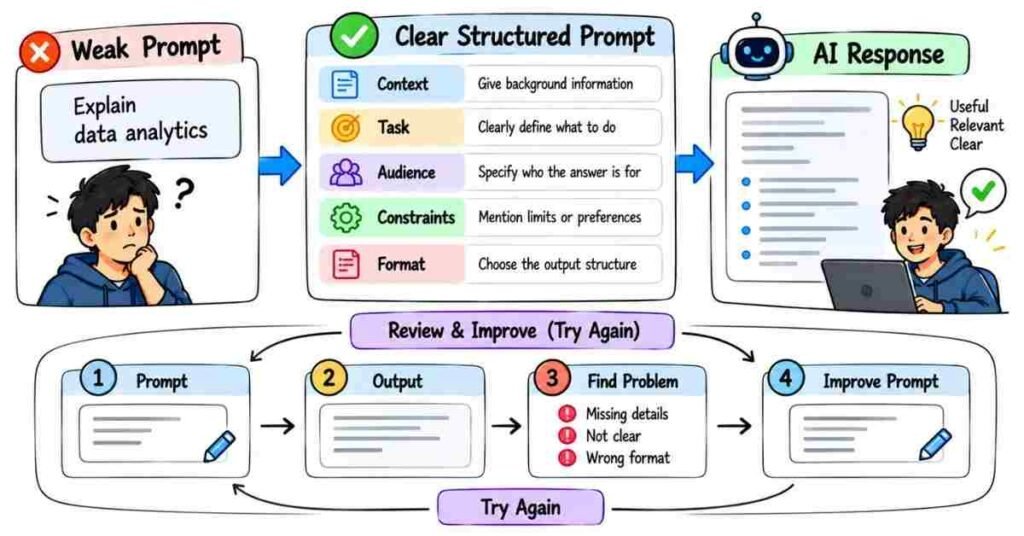 Prompt engineering framework with context task constraints and output format | flm | frontlines edutech