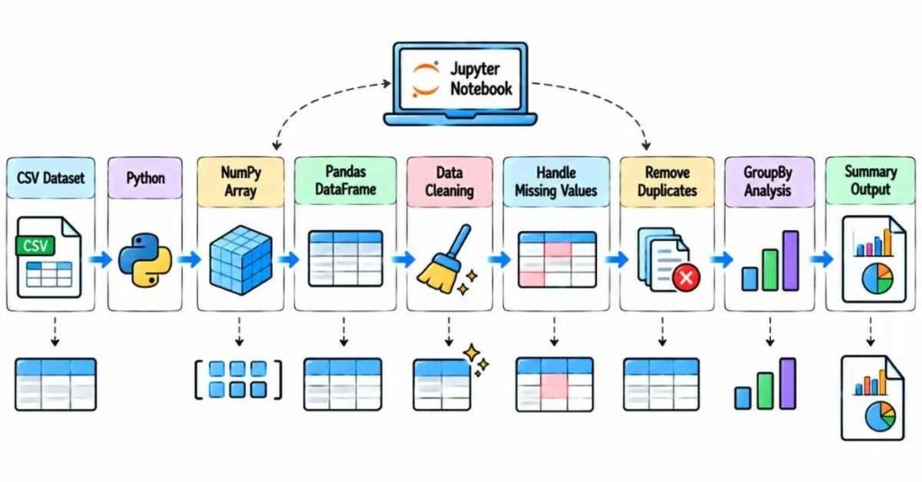 Python NumPy Pandas and data cleaning fundamentals for Data Science | flm | frontlines edutech