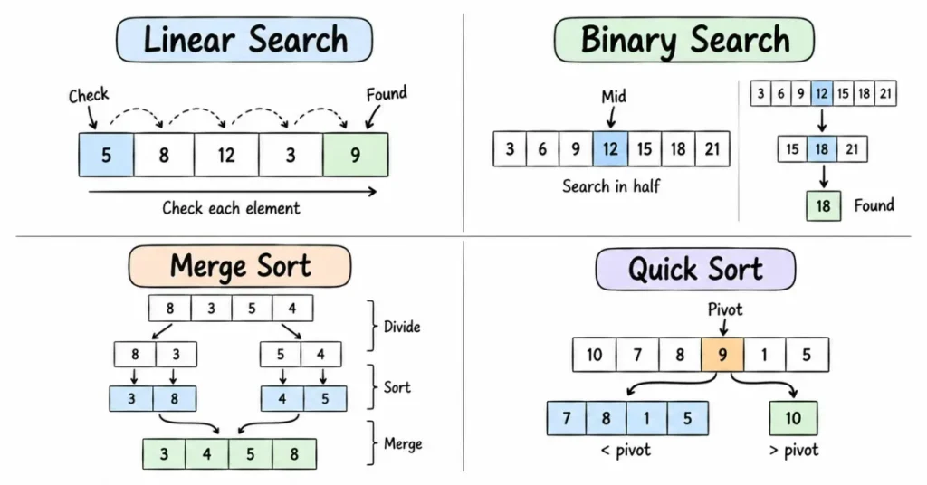 Java searching and sorting algorithms